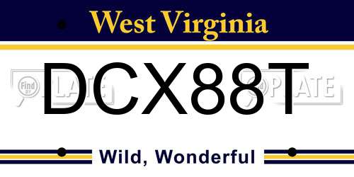 DCX88T West Virginia License Plate