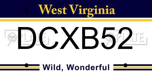 DCXB52 West Virginia License Plate