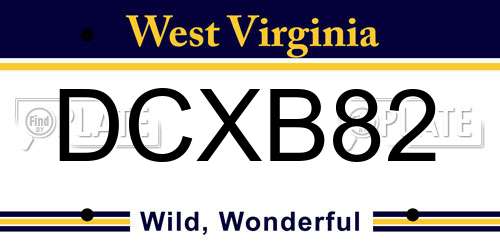 DCXB82 West Virginia License Plate