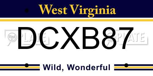 DCXB87 West Virginia License Plate