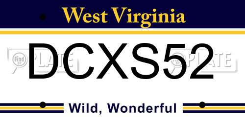 DCXS52 West Virginia License Plate