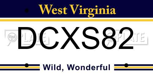 DCXS82 West Virginia License Plate