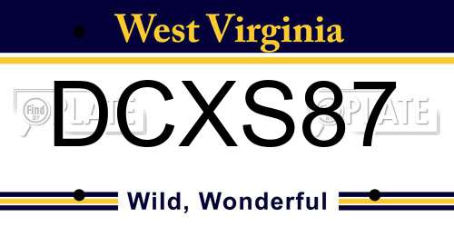 DCXS87 West Virginia License Plate