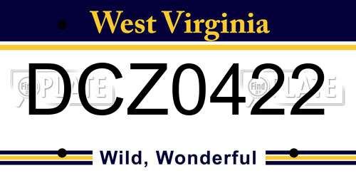 DCZ0422 West Virginia License Plate