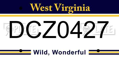 DCZ0427 West Virginia License Plate