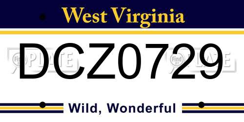DCZ0729 West Virginia License Plate