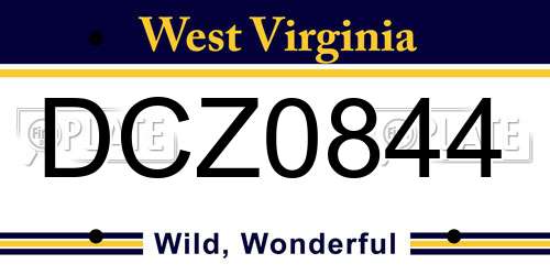 DCZ0844 West Virginia License Plate
