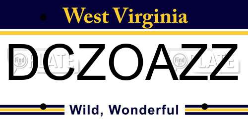 DCZOAZZ West Virginia License Plate