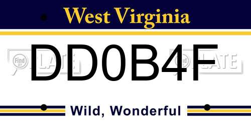DD0B4F West Virginia License Plate