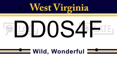 DD0S4F West Virginia License Plate