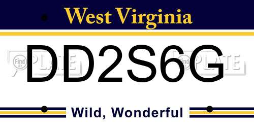 DD2S6G West Virginia License Plate