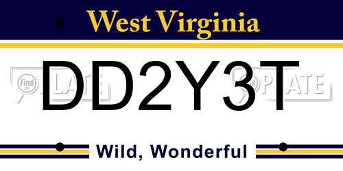 DD2Y3T West Virginia License Plate