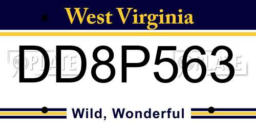 DD8P563 West Virginia License Plate