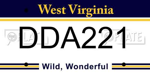 DDA221 West Virginia License Plate