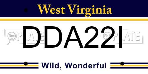 DDA22I West Virginia License Plate