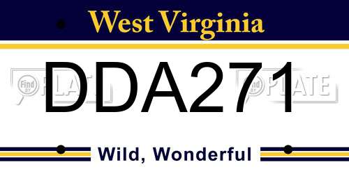 DDA271 West Virginia License Plate