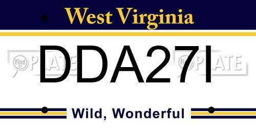 DDA27I West Virginia License Plate
