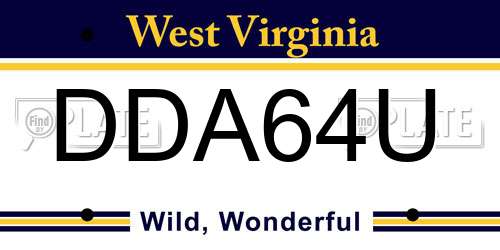 DDA64U West Virginia License Plate