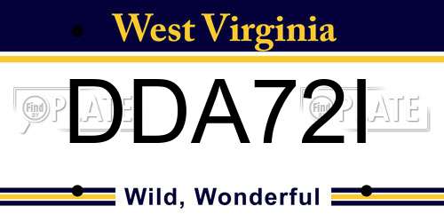 DDA72I West Virginia License Plate