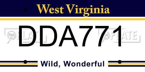 DDA771 West Virginia License Plate