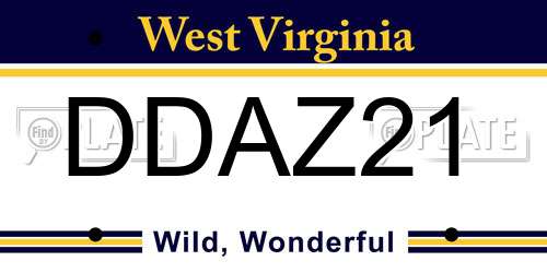 DDAZ21 West Virginia License Plate
