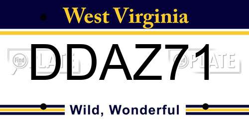 DDAZ71 West Virginia License Plate