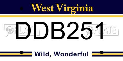 DDB251 West Virginia License Plate