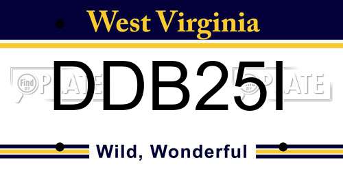 DDB25I West Virginia License Plate