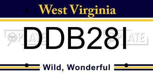 DDB28I West Virginia License Plate