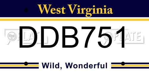 DDB751 West Virginia License Plate