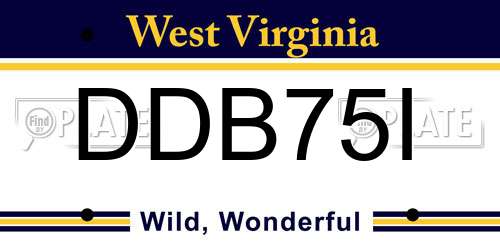 DDB75I West Virginia License Plate