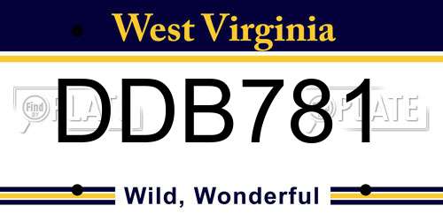 DDB781 West Virginia License Plate