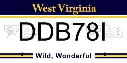 DDB78I West Virginia License Plate