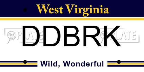 DDBRK West Virginia License Plate