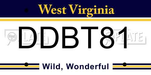 DDBT81 West Virginia License Plate