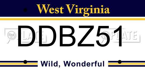 DDBZ51 West Virginia License Plate