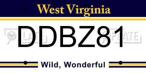 DDBZ81 West Virginia License Plate