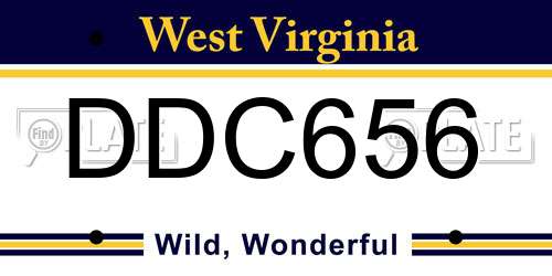 DDC656 West Virginia License Plate