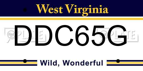 DDC65G West Virginia License Plate