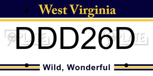 DDD26D West Virginia License Plate