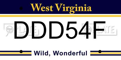 DDD54F West Virginia License Plate