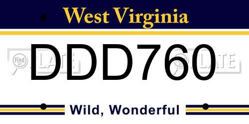 DDD760 West Virginia License Plate