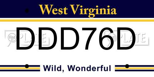 DDD76D West Virginia License Plate