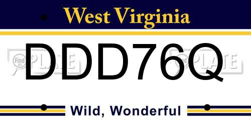 DDD76Q West Virginia License Plate