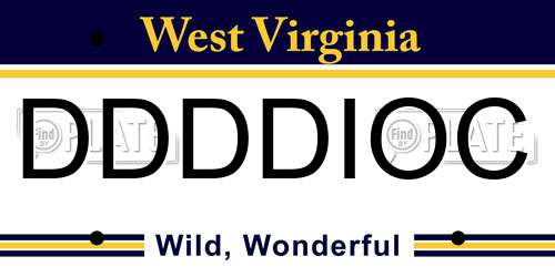 DDDDIOC West Virginia License Plate