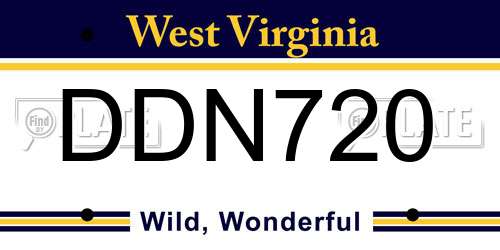 DDN720 West Virginia License Plate