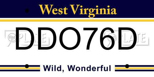 DDO76D West Virginia License Plate