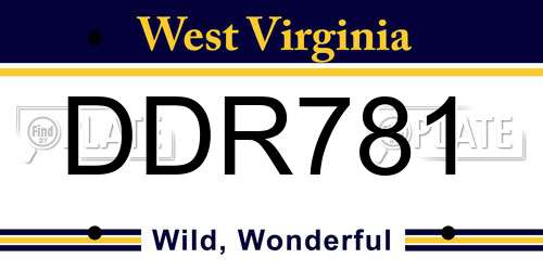 DDR781 West Virginia License Plate