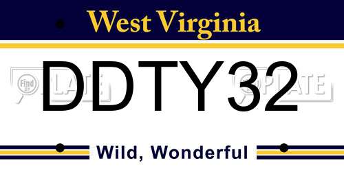 DDTY32 West Virginia License Plate