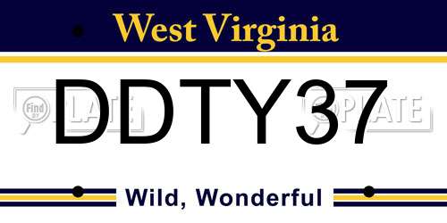 DDTY37 West Virginia License Plate